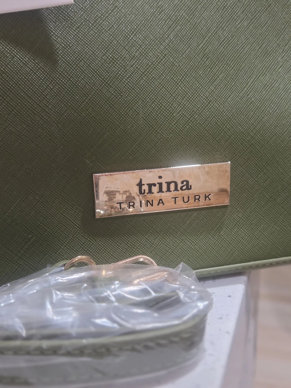 Trina Turk Green Structured Top-Handle Tote Bag
